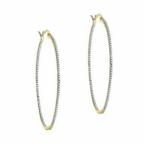 Genevive 14k gold over silver CZ earrings hoops